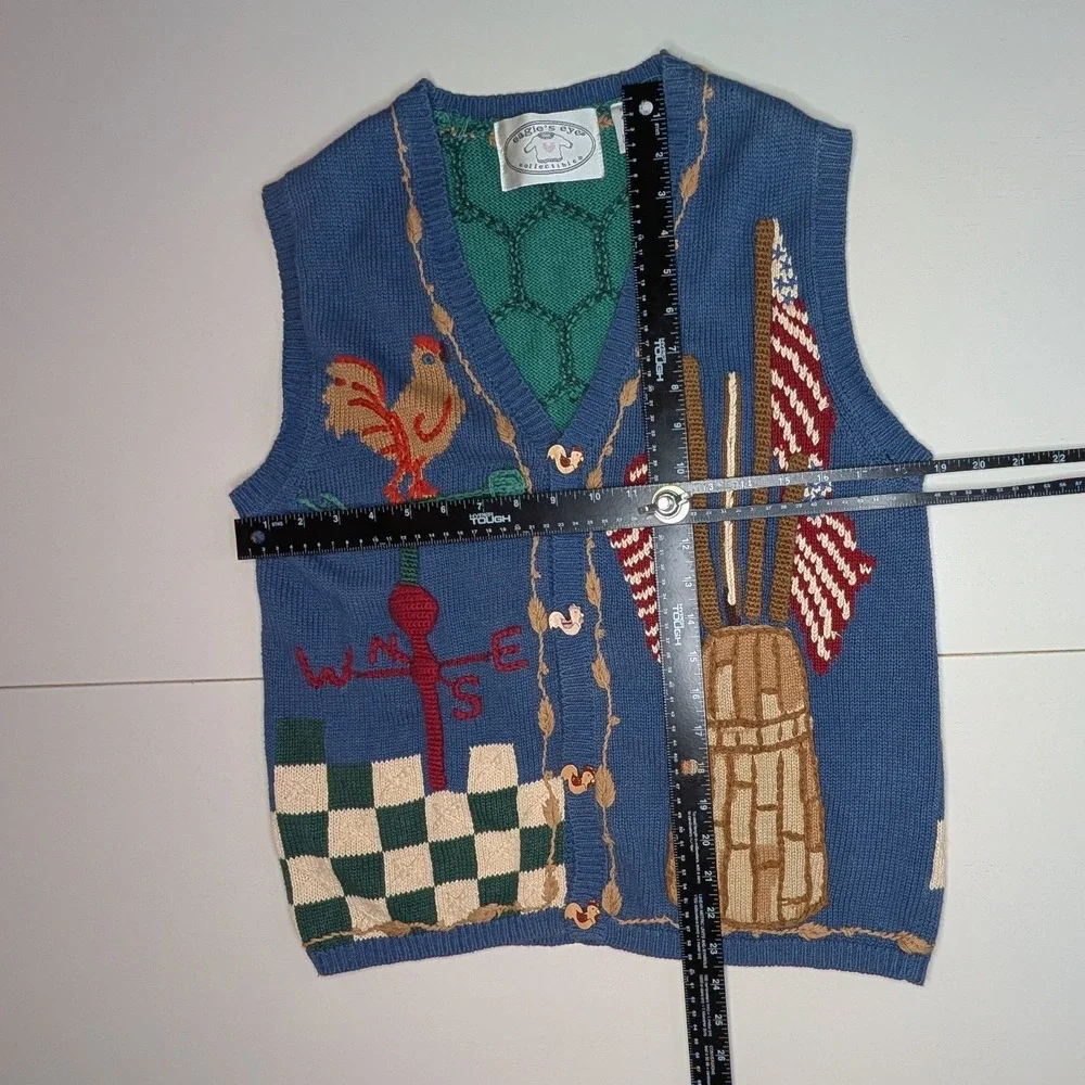 Eagle Eyes Collectibles Embroidered Rooster‎ Chicken Button Up Vest Women M 90s - Picture 6 of 6